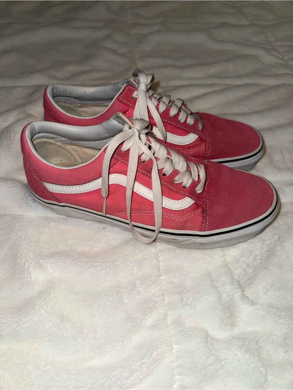 Vans Pink and White Old Skool Canvas Sneakers
